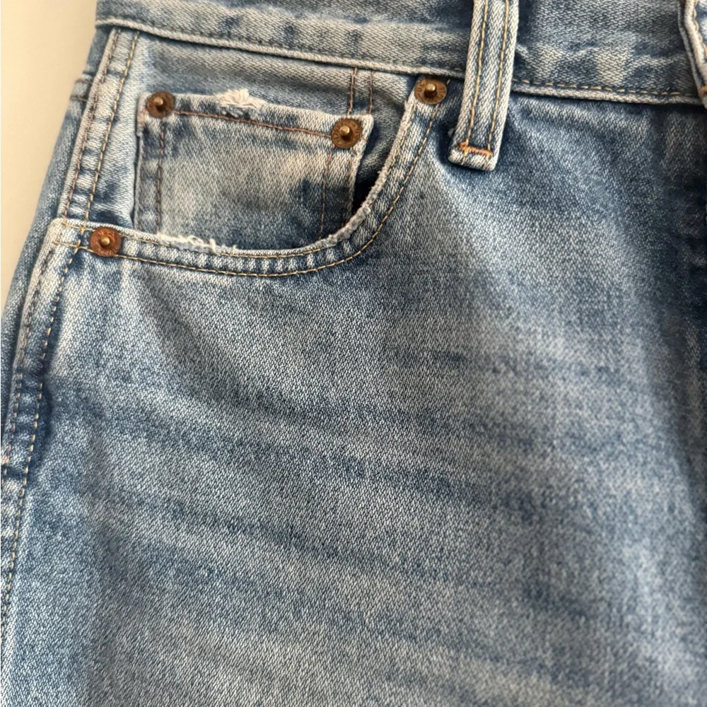 RE/DONE 90s High Rise Straight Jeans Distressed Knee Vintage Wash Denim Size 27 - Picture 5 of 13